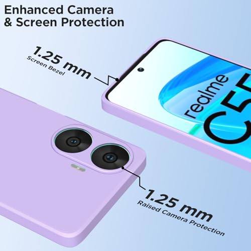 Image of Outlouders Back Cover for Realme Narzo N55 / Realme C55 | Camera Protection | Durable Soft Matte Silicone Bumper Case (Purple)