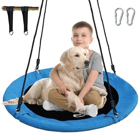 Tree Swing 40 Inch Saucer Swing 700LBS Heavy Duty for Kids Outdoor Blue