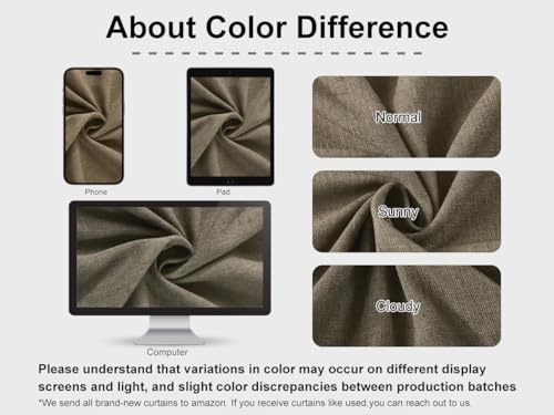 Image of Vision Home Brown Pinch Pleated Semi Sheer Curtains Textured Linen Blended Light Filtering Window Curtains 95 inch for Living Room Bedroom Pinch Pleat Drapes with Hooks 2 Panels 40 inch Wx95 L