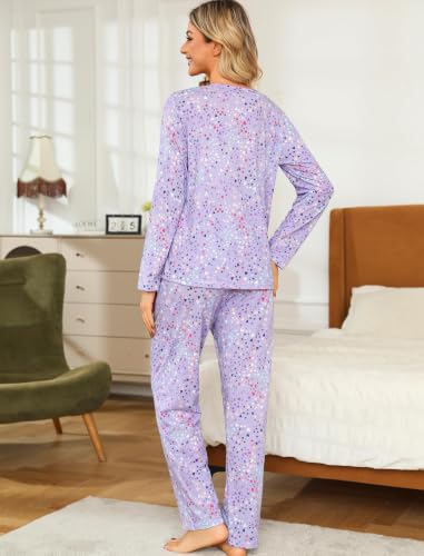 Image of ENJOYNIGHT Womens Pajama Set Cotton Pjs Long Sleeve Sleepwear with Pockets