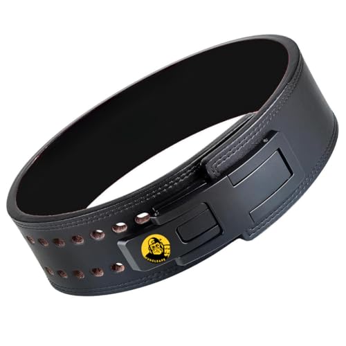 Image of Muscleape 10mm Lever Belt. 4 inch Wide Genuine Leather. Quick-Release Steel Alloy Lever. Adjustable Powerlifting Belt With Lifetime Brand Warranty. Hard Leather For Professional Athletes. (XXL)