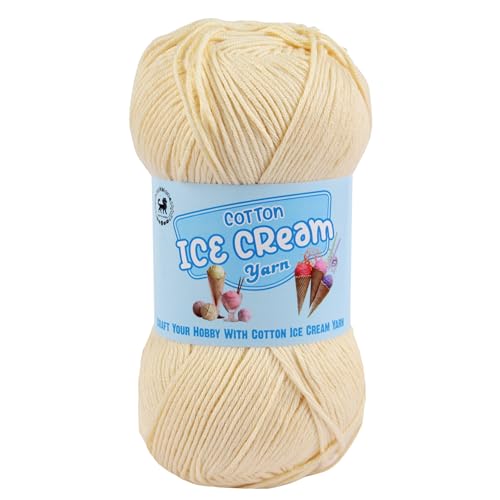Image of NESTNHAVEN Cotton Ice Cream Yarn - (100g, 250m)- Luxury Yarn for Amigurumi, Embroidery, Toys, Garments, Flowers and Hobby Projects (Off White)