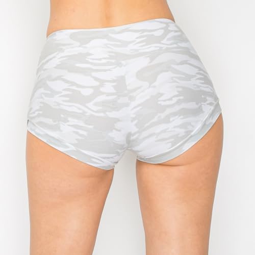 Image of ALWAYS Women's Super Soft Casual Yoga Workout Shorts with Hem 143 White Camo XL