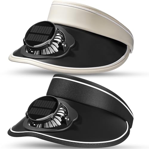 Image of Solar Fan Hat Men and Women Sun Visor Wide Brim Cooling Hat for Outdoor Summer Camping Beach Fishing, USB & Solar Powered