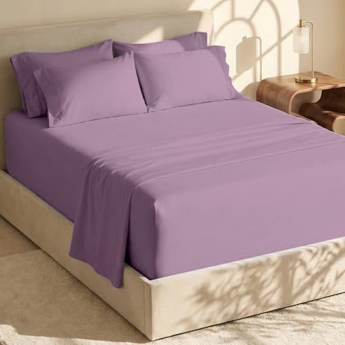 Hearth & Harbor Extra Deep Pocket King Size Sets - Fits Mattress 18-24 Inches Deep - Extra Deep Pocket Sheets - 6 Piece King Size - Lavender Dream