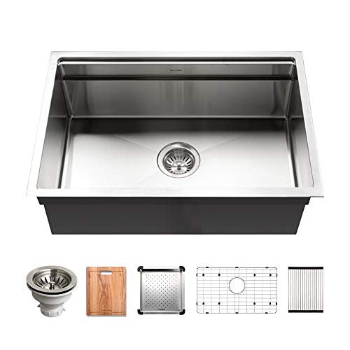 Houzer NVS-6500 Kitchen Sink, Satin Brushed Steel