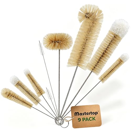 Image of MASTERTOP 9 Pieces Bottle Brush Set - Long Water Bottle and Straw Brush Cleaning Set BPA Free Bottle Cleaner Brush for Baby Bottle Pipes Coffee Grinder Teapot Narrow Neck Wide Mouth Water Bottles