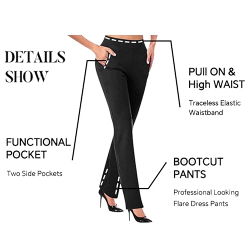 Womens Bootcut Dress Pants Business Casual Outfits High Waist 4 Way Stretch Yoga Work Pant Office Slacks with Pocket3