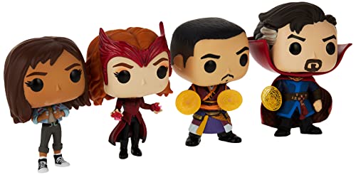 Funko Pop! Marvel: 4-pack inklusive America Chavez, The Scarlet Witch, Wong och Doctor Strange – Amazon Exklusiv – vinylsamlarfigur – presentidé – officiella handelsvaror – filmfans