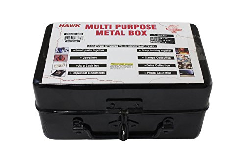 Image of Bin Buddy Black Steel Metal Lock Box For Padlock | Size 8 inch x 4.5 inch x 4 inch Design | Great For Securely Storing Cash, Passport, Jewelry, and All Other Valuables