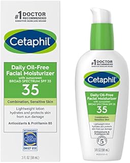 Cetaphil Face Moisturizer, Daily Oil Free Facial Moisturizer with SPF 35, For Dry or Oily Combination Sensitive Skin, Fragrance Free Face Lotion