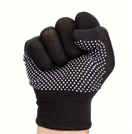 Par de luvas de nylon – respiráveis e antiderrapantes para ciclismo, pesca, camping – unissex preta e branca.