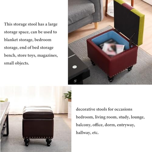 Coffre de rangement en cuir rouge pour optimiser l'espace du salon