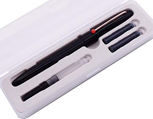 Image of KaCo RETRO Fountain Pen Hooded EF Nib Pen with Box, 2 pcs Ink Cartridges and 1 pc converter - Black Ink (Black)
