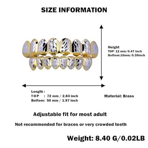 JINAO 18K Gold Plated Gold Finish 8 Top Teeth & 8 Bottom Tooth Hip Hop Mouth Grills