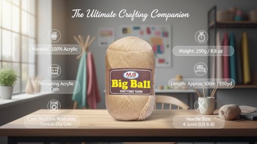 Image of M.G ENTERPRISE Big Ball Deep Mustrad (400 gm) Wool Ball Hand Knitting Wool /Art Craft Soft Fingering Crochet Hook Yarn, Needle Knitting Yarn Thread dye KK