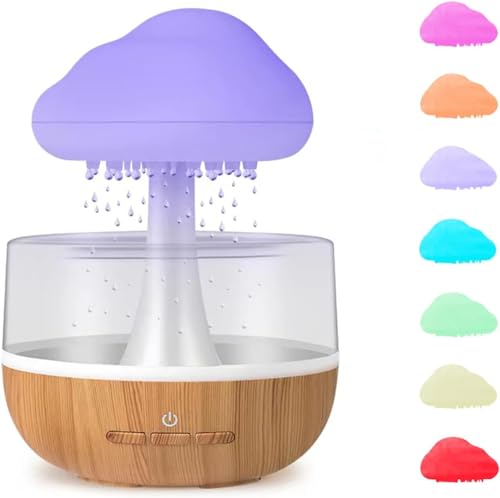 Shinzy Umidificador Rain Cloud, gotejamento de água, 2 em 1, com difusor de óleo essencial, portátil