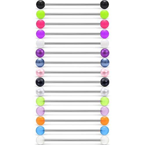 Ocptiy Industrial Earrings Piercing Jewelry For Women 16G Stainless Surgical Steel Hyopallernic Cute Pearl Glow Drak Industrial Barbell Bar Ear Earring Ring Stud Hoop Piercing Jewelry Women Men 35Mm #TOP18