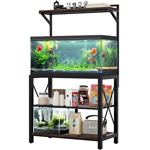 40-50 Gallon Fish Tank Stand, 36.6″ x 18.5″ Metal Aquarium Stand with Plant Shelf, 4-Shelf Fish Tank Stand for Fish Tank Accessories Storage fits Aquarium,Turtle Tank, or Reptile Terrariums, Tank not Included