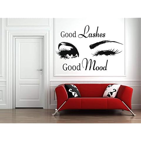 Melissalove Good Lashes Beauty Salon Quote Wall Stickers Decal Eye Eyelashes Art Girl Room Decals Decor Modern Beauty Shop Vinyl Mural LC358 (Black) Cover