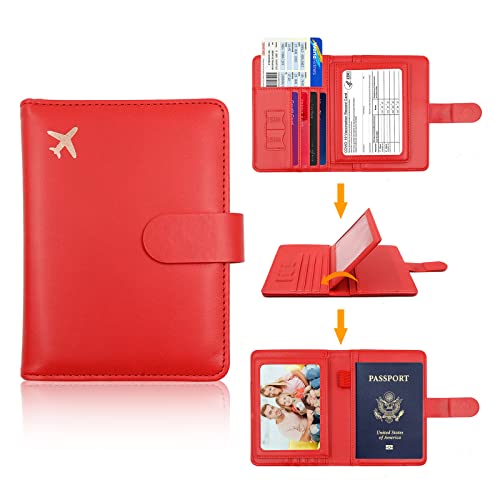 Image of Melsbrinna Rfid Passport Holder for Travel women /Men, Cute Passport Wallet Rfid Blocking Card Slots, Rfid Passport Cover /CaseTravel Wallet, Passport Book Holder, Red2, Cute
