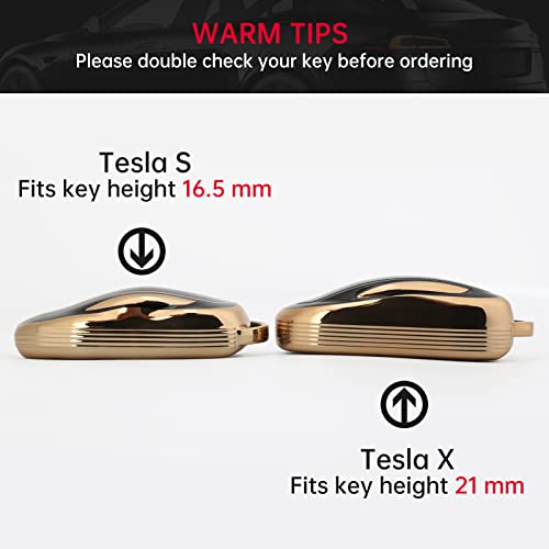 Shejisi Car Key Fob Cover Gold Soft Keychain,Girly Full Covers Keys Shells,Beautiful And Shiny Automotive Accessories,New Car Key Holder,Compatible With Tesla X #TOP1