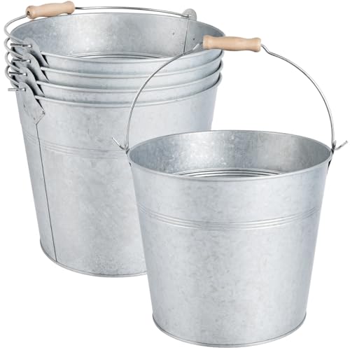 OBTANIM 4 Pack 8 Quart Galvanized Metal Buckets...