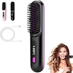 Glow Wave Heated Brush, 2026 New Glow Wave Heated Brush for Short Hair, USB Charging, 3 Heat Settings with LED Display, Portable Travel Styling Brushs for Smooth Frizz-Free Hair (BLACK)