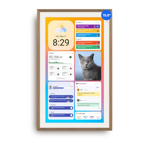 Image of Apolosign 15.6-inch Digital Family Calendar, No Subscription Fee, Smart Wall Planner with Calendar Sync, Chore Chart & Touchscreen Display for Busy Families, Dual Mode, with Stand (Teak)