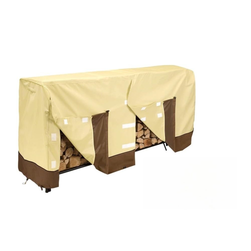 Cubierta para estante de leña de 8 pies para uso en exteriores, 96 x 24 x 42 pulgadas, resistente al agua, Oxford 600D con acceso con cremallera y parte de calentadores radiantes de ajuste