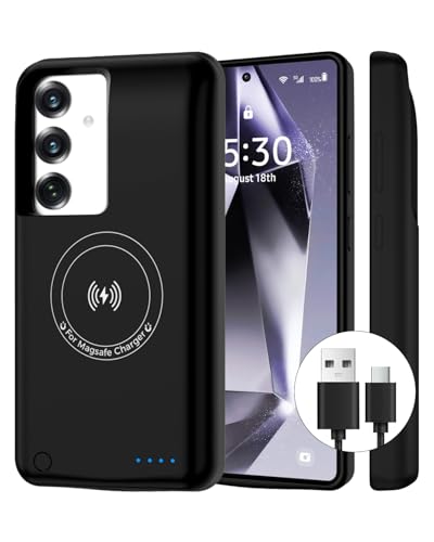 Giabuao Custodia con Batteria per Samsung Galaxy S25 15000mAh Cover Batteria Portatile di Ricarica Wireless Ricaricabile Magnetica Power Bank Caricabatterie con Tecnologia GAN