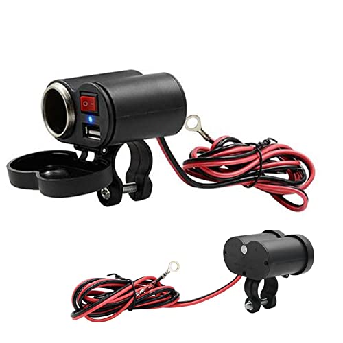 JINGAN Toma de mechero para moto, adaptador para encendedor de moto, impermeable, 5 V/2 A, toma de corriente para manillar de bicicleta, scooter con interruptor para teléfonos, tabletas, GPS