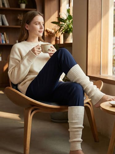 Image of Winter Leg Warmers Warm Wool Knitted Long Boot Cuffs Topper Socks for Women