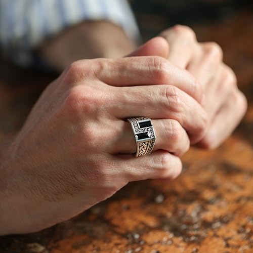 Genuine Solid 925 Sterling Silver Black Onyx Stone Handmade Statement Ring for Men3