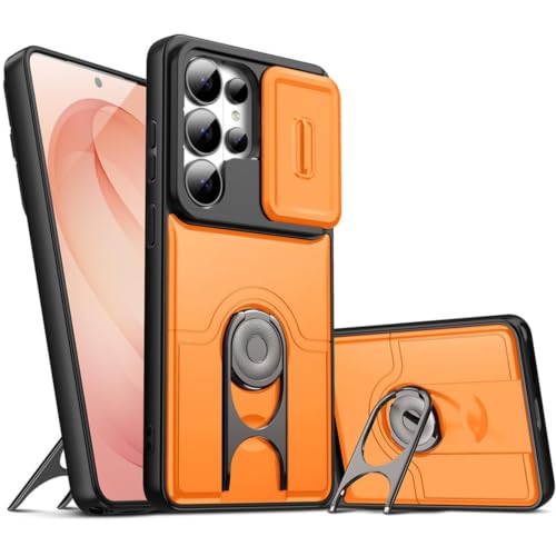 Coque Samsung Galaxy S26 avec support magnétique et porte-carte orange