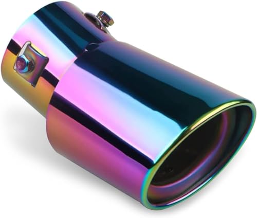 Image of Automaze Car Exhaust Tail Muffler Tip Show Pipe 60mm, Curved Oval, Stainless Steel (Multicolor)
