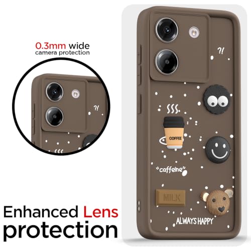 Image of Pikkme Back Cover for Poco M7 Pro 5G | 3D Bear Silicone Cute & Fun Coffee Cartoon | Full Body Protection Bumper Case (Brown)
