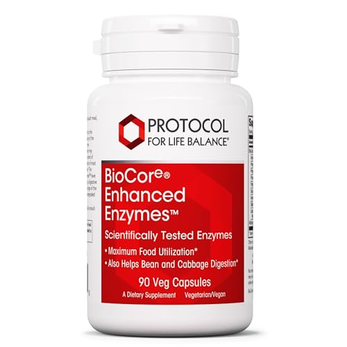 PROTOCOL FOR LIFE BALANCE BioCore Enhanced Enzymes - Helps Digest Beans & Cruciferous Vegetables* - Digestion Supplement* - Amylase & Lipase - Kosher & Vegan - 90 Veg Capsules PROTOCOL FOR LIFE BALANCE BioCore Enhanced Enzymes - Helps Digest Beans & Cruciferous Vegetables* - Digestion Supplement* - Amylase & Lipase - Kosher & Vegan - 90 Veg Capsules
