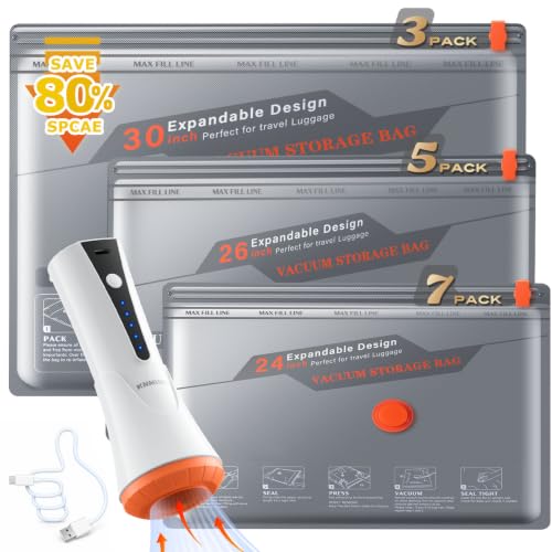 15 Combo Travel Vacuum Storage Bags with Portable Cordless Electric Pump