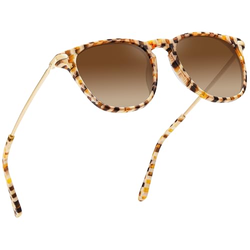 CARFIA Retro Lightweight Polarized Sunglasses for Women UV Protection, Square Ladies Sunnies Outdoor Driving Eyewears CA32R