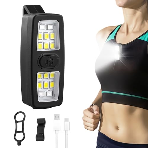flintronic LED Clip Lampe, Klein Clip-on-Taschenlampe, USB Wiederaufladbar, 600 Lumen, 7 Beleuchtungsmodi, Nacht Clip Lauflicht für Laufen Joggen Camping Wandern Klettern(Schwarz)