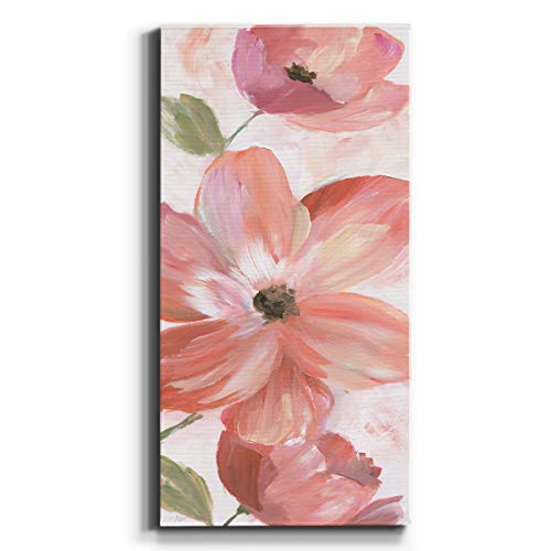 Renditions Gallery Canvas Floral Wall Art Home Paintings & Prints Pink Blooming Flowers Glam Modern Botanical Vibrant Decorations Artwork for Bedroom Office Kitchen - 8"x16" LT43