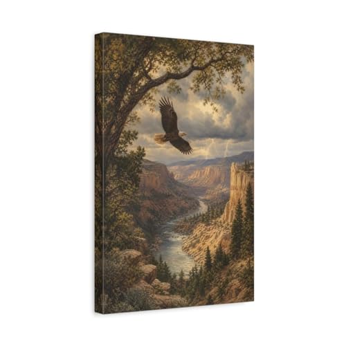 Lithographie paysage aigle impression sur toile 30x45 decoration murale salon