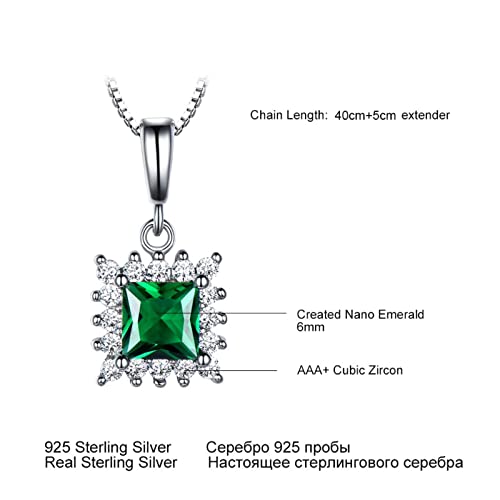 Collier en argent sterling anti-ternissement pendentif carré vert