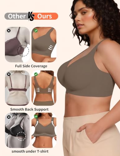 Image of PoseFree Jelly Bras for Women No Underwire, Supportive Wireless Comfort Bra, Full Coverage Back Smoothing Bra