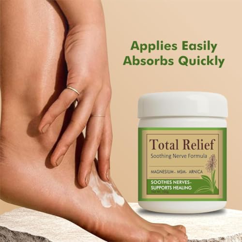Image of Total Relief Magnesium Cream for Nerves - Fast-Absorbing MSM & Arnica Cream | Herbal Arnica & Mugwort Extract | Fast Absorbing Back, Neck, Knee & Leg Pain Relief Balm | Non-Greasy Muscle Gel 100g (Pack Of 1 -100gm)