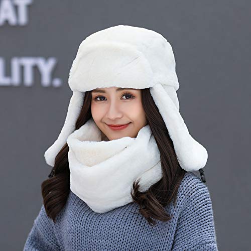 Bonnet tricoté avec cache-oreilles et bavoir intégré en velours épais pour le ski