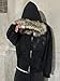 ORANDESIGNE Y2K Hoodie Herren Zip Up Kapuzenpullover Jacke mit Fellkapuze Warmer Pelz Wintermantel Streetwear XS A Schwarz