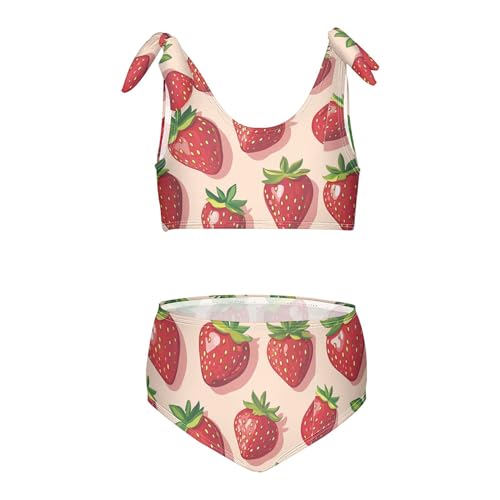 Cartoon Strawberry Girl Bathing Suits Cute Elastic 2 Piece Swimwear Baby Girls Tankini Swimming Set 3T