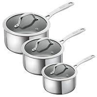 Kuhn Rikon 3-Piece Saucepan Set, 18/10 Stainless Steel Pans with Glass Lids